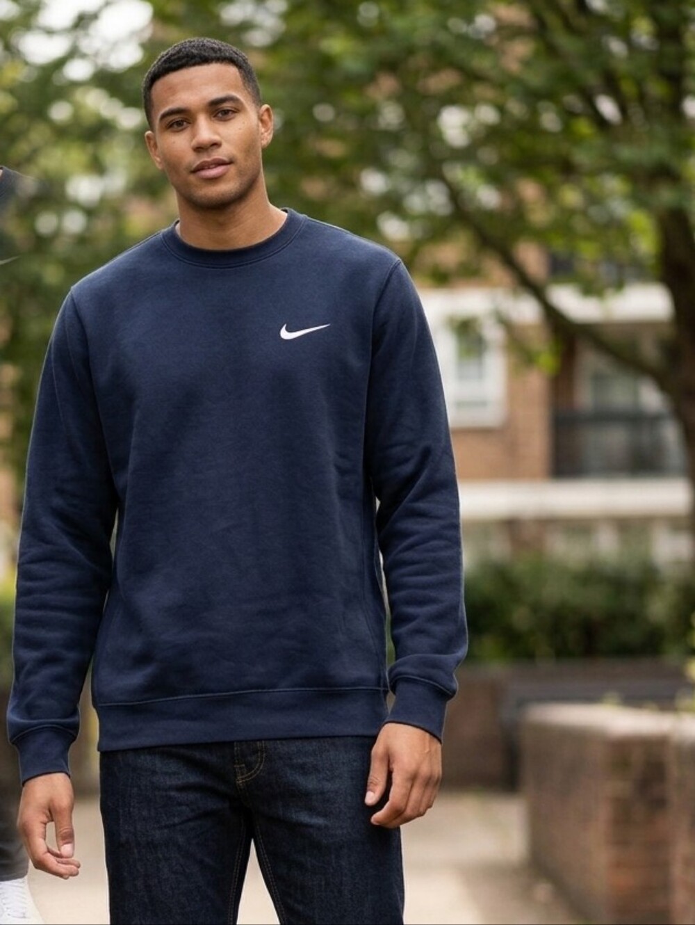 Nike Men’s Club Fleece Crewneck Sweatshirt - Navy Blue - Size L